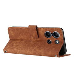 Skin Feel Stripe Pattern Leather Phone Case with Lanyard