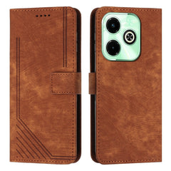 Skin Feel Stripe Pattern Leather Phone Case with Lanyard