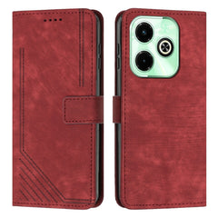 Skin Feel Stripe Pattern Leather Phone Case with Lanyard