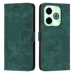 Skin Feel Stripe Pattern Leather Phone Case with Lanyard