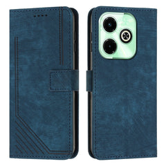 Skin Feel Stripe Pattern Leather Phone Case with Lanyard