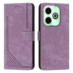 Skin Feel Stripe Pattern Leather Phone Case with Lanyard