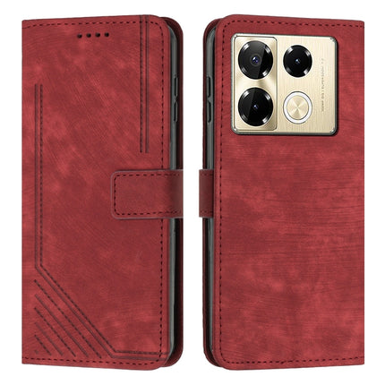 Skin Feel Stripe Pattern Leather Phone Case with Lanyard, For Infinix Hot 50 Pro+ 4G, For Infinix Note 40 5G, For Infinix GT 20 Pro, For Infinix Note 40 Pro 4G / 5G