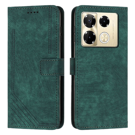 Skin Feel Stripe Pattern Leather Phone Case with Lanyard, For Infinix Hot 50 Pro+ 4G, For Infinix Note 40 5G, For Infinix GT 20 Pro, For Infinix Note 40 Pro 4G / 5G
