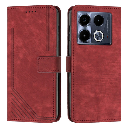 Skin Feel Stripe Pattern Leather Phone Case with Lanyard, For Infinix Note 40 4G, For Infinix Hot 40 / 40 Pro, For Infinix Hot 40i, For Infinix Smart 8