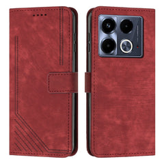 Skin Feel Stripe Pattern Leather Phone Case with Lanyard