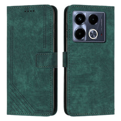 Skin Feel Stripe Pattern Leather Phone Case with Lanyard