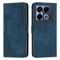 Skin Feel Stripe Pattern Leather Phone Case with Lanyard