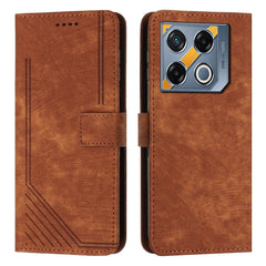 Skin Feel Stripe Pattern Leather Phone Case with Lanyard