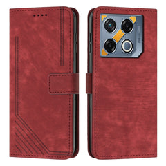 Skin Feel Stripe Pattern Leather Phone Case with Lanyard