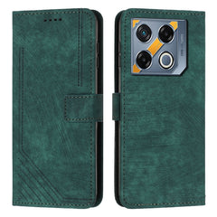 Skin Feel Stripe Pattern Leather Phone Case with Lanyard
