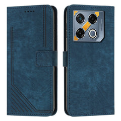 Skin Feel Stripe Pattern Leather Phone Case with Lanyard