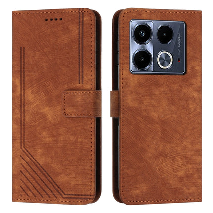 Skin Feel Stripe Pattern Leather Phone Case with Lanyard, For Infinix Hot 50 Pro+ 4G, For Infinix Note 40 5G, For Infinix GT 20 Pro, For Infinix Note 40 Pro 4G / 5G