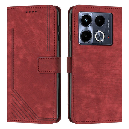 Skin Feel Stripe Pattern Leather Phone Case with Lanyard, For Infinix Hot 50 Pro+ 4G, For Infinix Note 40 5G, For Infinix GT 20 Pro, For Infinix Note 40 Pro 4G / 5G