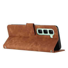 Skin Feel Stripe Pattern Leather Phone Case with Lanyard