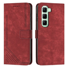Skin Feel Stripe Pattern Leather Phone Case with Lanyard