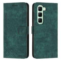 Skin Feel Stripe Pattern Leather Phone Case with Lanyard