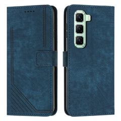 Skin Feel Stripe Pattern Leather Phone Case with Lanyard