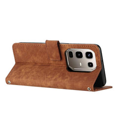 Skin Feel Stripe Pattern Leather Phone Case with Lanyard