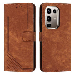 Skin Feel Stripe Pattern Leather Phone Case with Lanyard