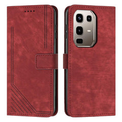Skin Feel Stripe Pattern Leather Phone Case with Lanyard