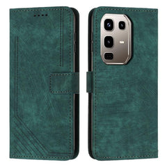 Skin Feel Stripe Pattern Leather Phone Case with Lanyard