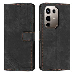 Skin Feel Stripe Pattern Leather Phone Case with Lanyard