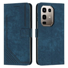 Skin Feel Stripe Pattern Leather Phone Case with Lanyard