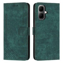 Skin Feel Stripe Pattern Leather Phone Case with Lanyard