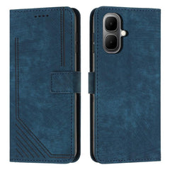 Skin Feel Stripe Pattern Leather Phone Case with Lanyard