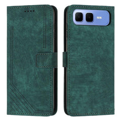 Skin Feel Stripe Pattern Leather Phone Case with Lanyard