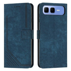 Skin Feel Stripe Pattern Leather Phone Case with Lanyard