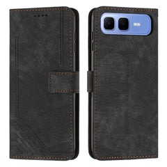 Skin Feel Stripe Pattern Leather Phone Case with Lanyard