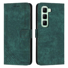 Skin Feel Stripe Pattern Leather Phone Case with Lanyard