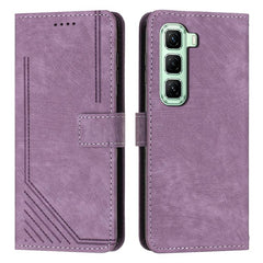Skin Feel Stripe Pattern Leather Phone Case with Lanyard