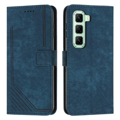 Skin Feel Stripe Pattern Leather Phone Case with Lanyard