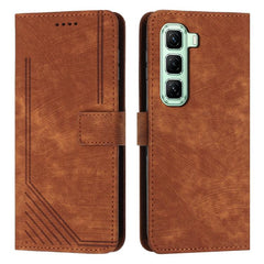 Skin Feel Stripe Pattern Leather Phone Case with Lanyard