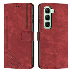 Skin Feel Stripe Pattern Leather Phone Case with Lanyard