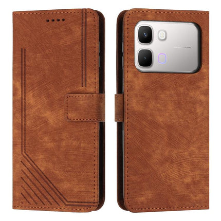 Skin Feel Stripe Pattern Leather Phone Case with Lanyard, For Infinix Hot 70 5G, For Infinix Note Edge 5G, For Infinix Smart 20 4G, For Infinix Note 60 / 60 Pro 5G