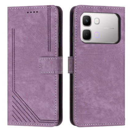 Skin Feel Stripe Pattern Leather Phone Case with Lanyard, For Infinix Hot 70 5G, For Infinix Note Edge 5G, For Infinix Smart 20 4G, For Infinix Note 60 / 60 Pro 5G