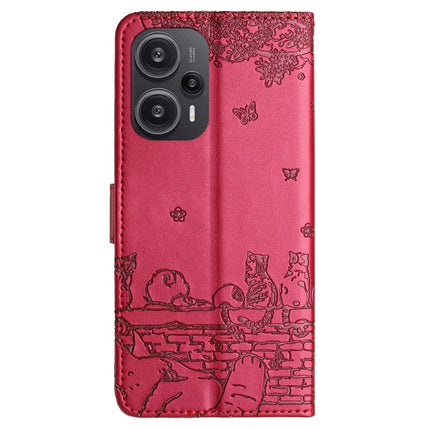 Cat Embossing Pattern Leather Phone Case with Lanyard, For Xiaomi Poco F5, For Xiaomi Poco F5 Pro, For Xiaomi Redmi Note 12 4G Global, For Xiaomi Redmi Note 12 Pro Speed