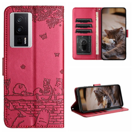 Cat Embossing Pattern Leather Phone Case with Lanyard, For Xiaomi Poco F5, For Xiaomi Poco F5 Pro, For Xiaomi Redmi Note 12 4G Global, For Xiaomi Redmi Note 12 Pro Speed