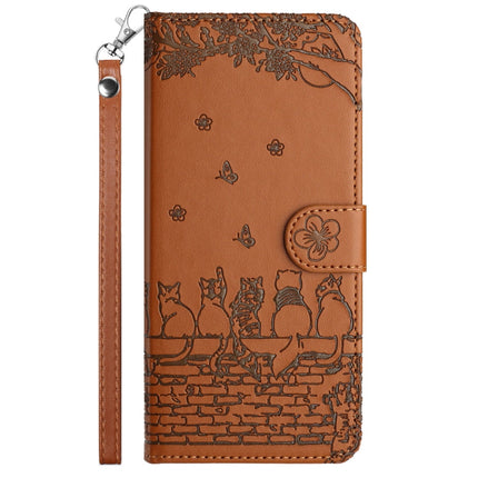Cat Embossing Pattern Leather Phone Case with Lanyard, For Xiaomi Poco F5, For Xiaomi Poco F5 Pro, For Xiaomi Redmi Note 12 4G Global, For Xiaomi Redmi Note 12 Pro Speed