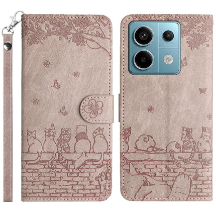 Cat Embossing Pattern Leather Phone Case with Lanyard, For Xiaomi Redmi 13C 4G/5G/13R 5G, For Xiaomi Redmi Note 13 5G, For Xiaomi Redmi Note 13 Pro+, For Xiaomi Redmi Note 13 Pro 5G