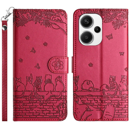 Cat Embossing Pattern Leather Phone Case with Lanyard, For Xiaomi Redmi 13C 4G/5G/13R 5G, For Xiaomi Redmi Note 13 5G, For Xiaomi Redmi Note 13 Pro+, For Xiaomi Redmi Note 13 Pro 5G