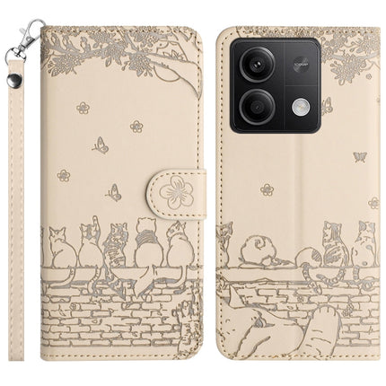 Cat Embossing Pattern Leather Phone Case with Lanyard, For Xiaomi Redmi 13C 4G/5G/13R 5G, For Xiaomi Redmi Note 13 5G, For Xiaomi Redmi Note 13 Pro+, For Xiaomi Redmi Note 13 Pro 5G