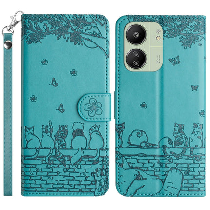 Cat Embossing Pattern Leather Phone Case with Lanyard, For Xiaomi Redmi 13C 4G/5G/13R 5G, For Xiaomi Redmi Note 13 5G, For Xiaomi Redmi Note 13 Pro+, For Xiaomi Redmi Note 13 Pro 5G