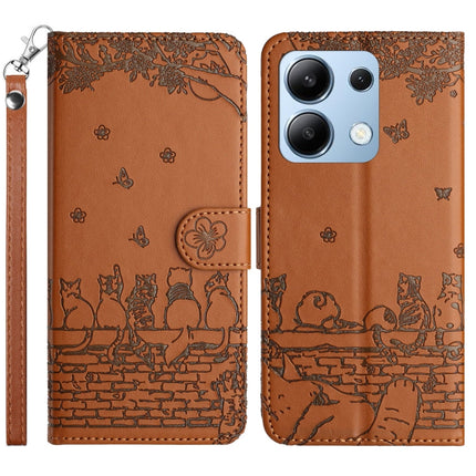 Cat Embossing Pattern Leather Phone Case with Lanyard, For Xiaomi Poco M6 Pro 4G, For Xiaomi Poco C65/Poco M6, For Xiaomi Redmi Note 13 Pro 4G, For Xiaomi Redmi Note 13 4G