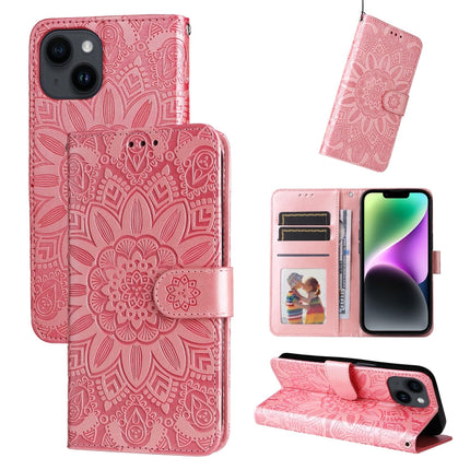 Embossed Sunflower Leather Phone Case, For iPhone 16, For iPhone 15 Pro Max, For iPhone 15 Pro, For iPhone 15 Plus