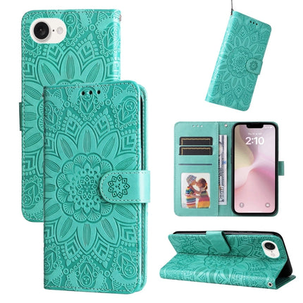 Embossed Sunflower Leather Phone Case, For iPhone 17e / 16e, For iPhone 17 Pro Max, For iPhone 17 Pro, For iPhone 17